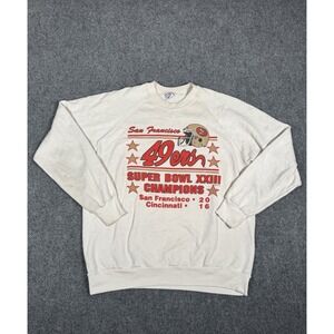 Vintage 80s San Francisco 49ers Sweatshirt Size XL White Super Bowl 23 Champions